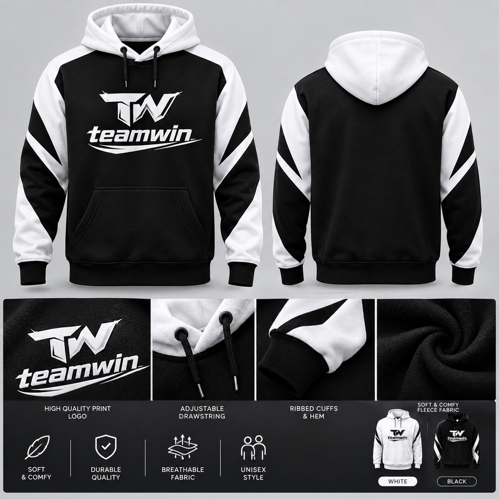TeamWin Premium Black & White Hoodie